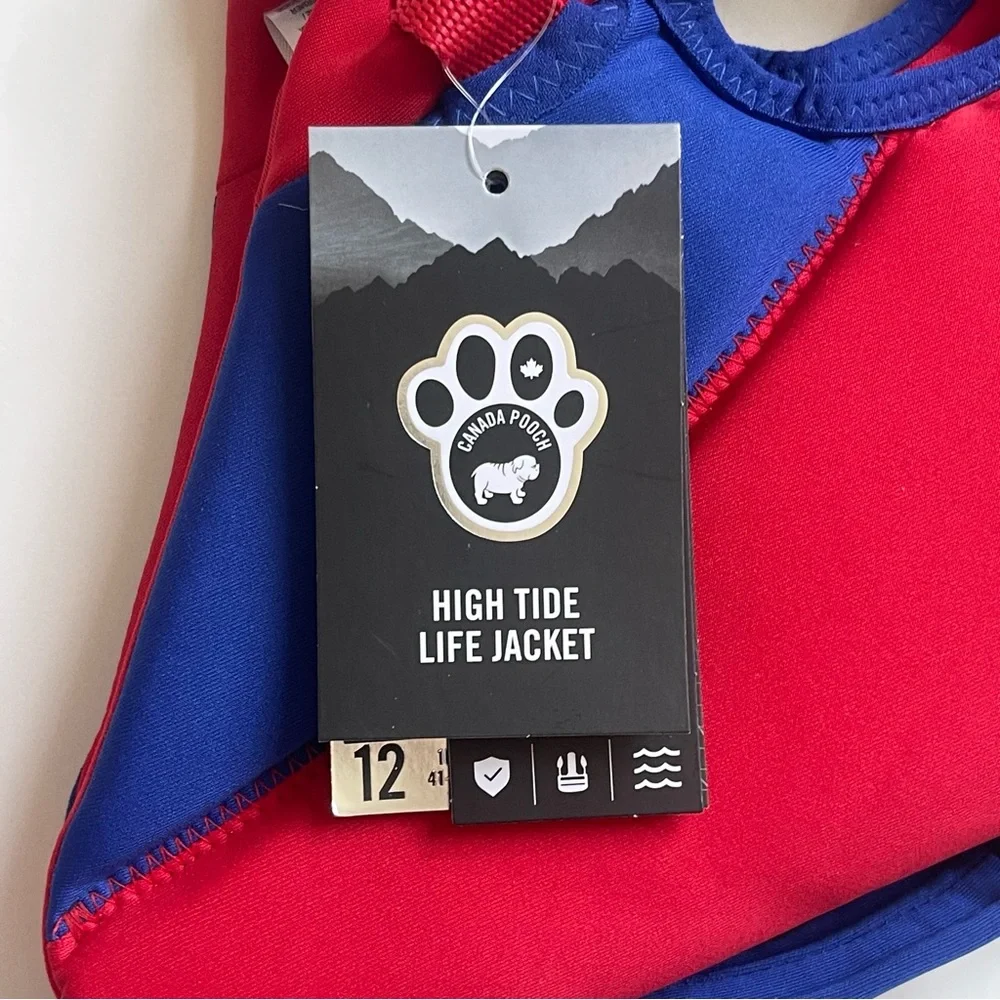 Canada Pooch High Tide Life Dog Jacket - Red/Blue - Size 12